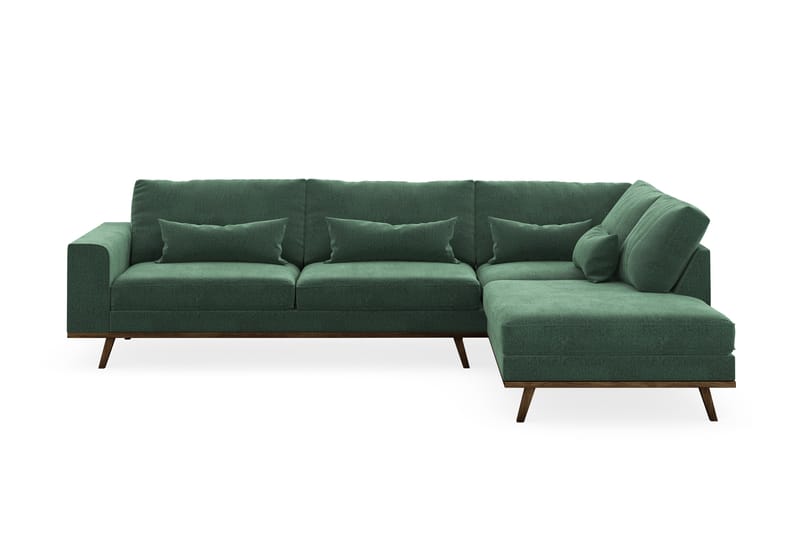 Copenhagen 4-personers Højrevendt L-formet Chaiselongsofa i Fløjl - Mørkegrøn - Møbler - Sofaer - Sofa med chaiselong