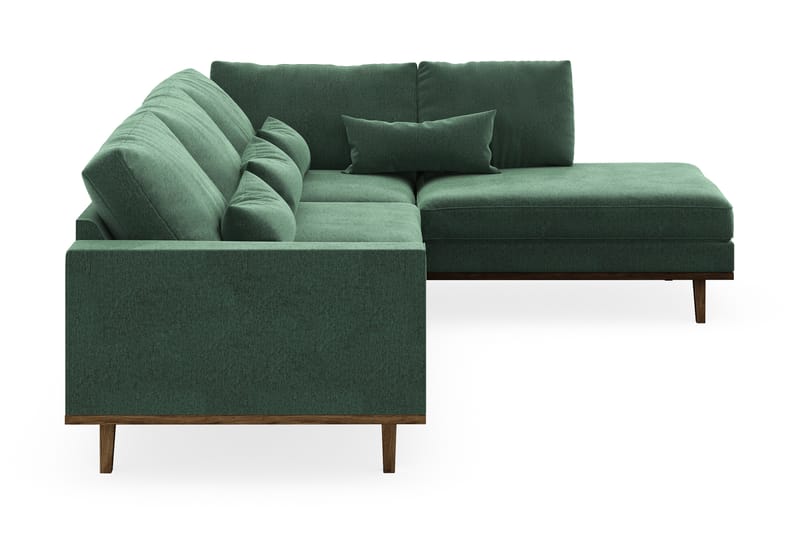 Copenhagen 4-personers Højrevendt L-formet Chaiselongsofa i Fløjl - Mørkegrøn - Møbler - Sofaer - Sofa med chaiselong