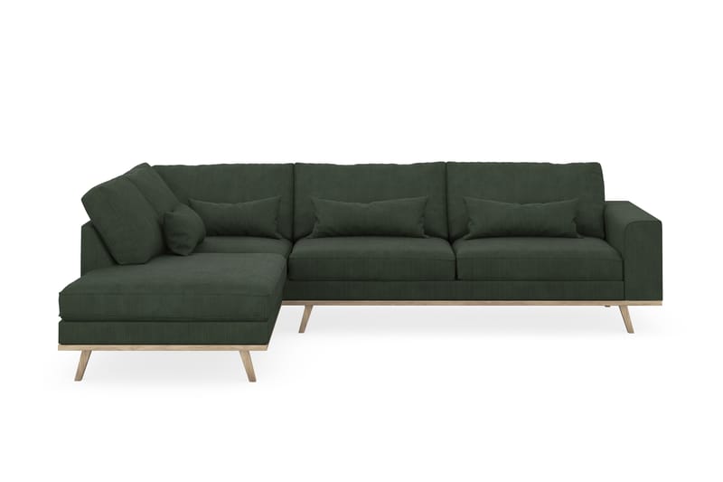 Copenhagen 4-personers Venstrevendt L-formet Chaiselongsofa i Manchester - Mørkegrøn - Møbler - Sofaer - Sofa med chaiselong