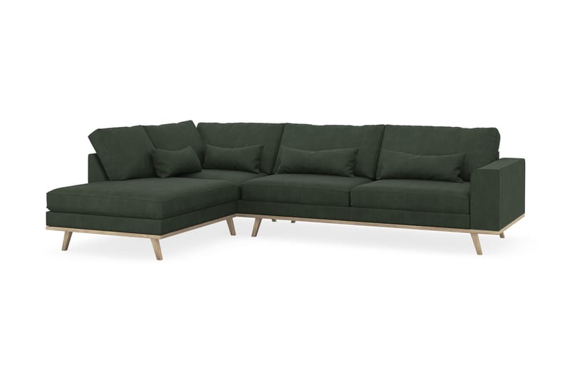 Copenhagen 4-personers Venstrevendt L-formet Chaiselongsofa i Manchester - Mørkegrøn - Møbler - Sofaer - Sofa med chaiselong