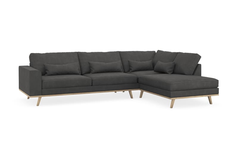 Copenhagen 4-personers Højrevendt L-formet Chaiselongsofa i Manchester - Mørkegrå - Møbler - Sofaer - Sofa med chaiselong