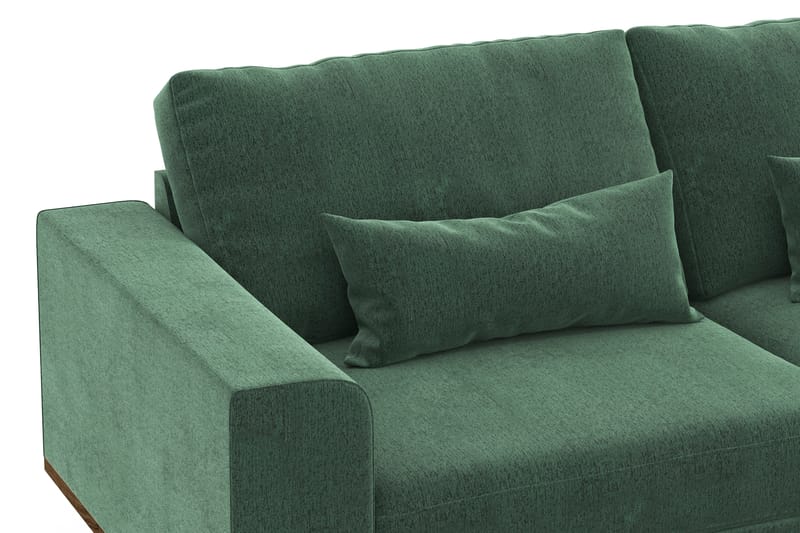 Copenhagen 4-personers Højrevendt L-formet Divansofa i Fløjl - Mørkegrøn - Møbler - Sofaer - Sofa med chaiselong