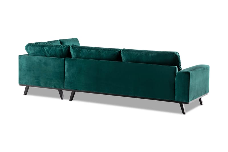 Copenhagen 4-personers Højrevendt L-formet Chaiselongsofa i Fløjl - Grøn - Møbler - Sofaer - Sofa med chaiselong
