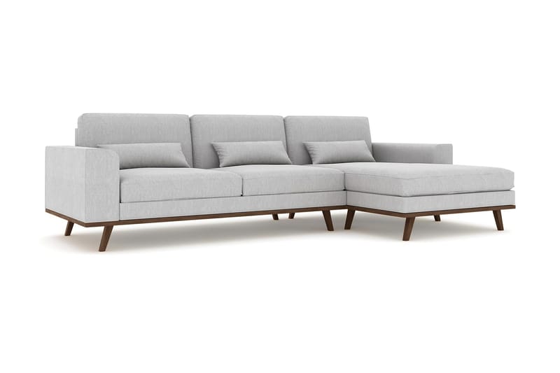 Copenhagen 4-personers Højrevendt L-formet Divansofa i Stof - Grå - Møbler - Sofaer - Sofa med chaiselong