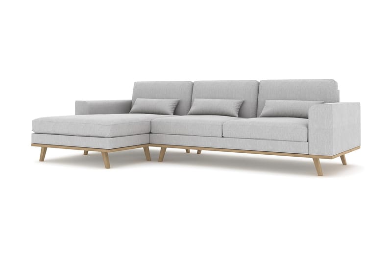 Copenhagen 4-personers Venstrevendt L-formet Divansofa i Stof - Grå - Møbler - Sofaer - Sofa med chaiselong
