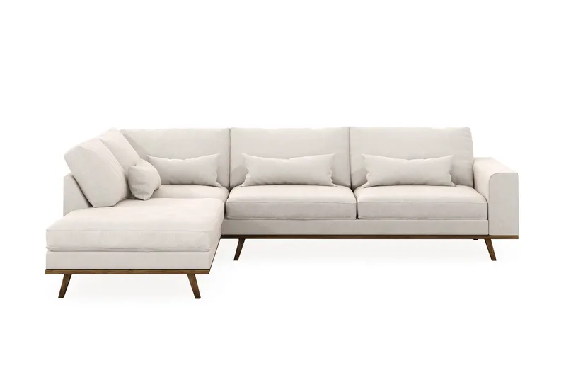 Copenhagen 4-personers Venstrevendt L-formet Chaiselongsofa i Fløjl - Cremehvid - Møbler - Sofaer - Sofa med chaiselong