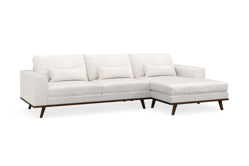 Copenhagen 4-personers Højrevendt L-formet Divansofa i Bouclé - Hvid - Møbler - Sofaer - Sofa med chaiselong