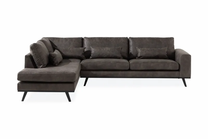Copenhagen 4-personers Venstrevendt L-formet Chaiselongsofa i Kunstlæder - Mørkegrå - Møbler - Sofaer - Sofa med chaiselong