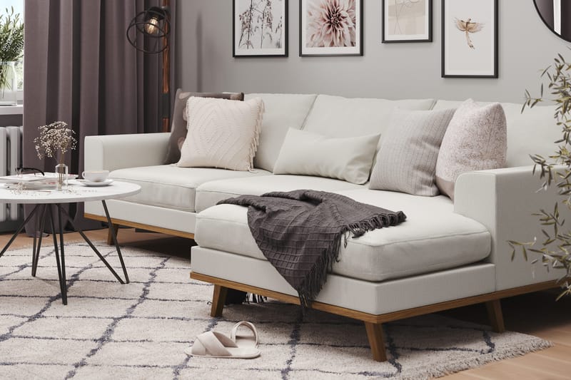 Copenhagen 4-personers Højrevendt L-formet Divansofa i Stof - Lysegrå - Møbler - Sofaer - Sofa med chaiselong