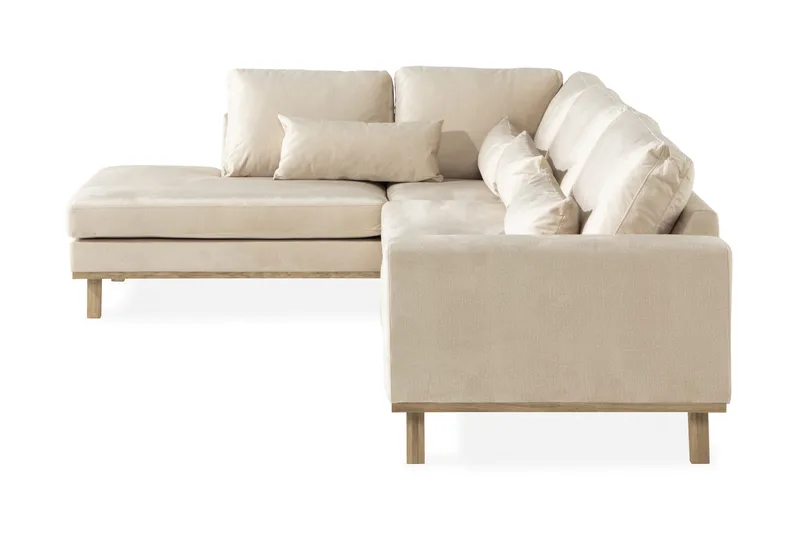 Copenhagen 4-personers Venstrevendt L-formet Chaiselongsofa i Fløjl - Beige - Møbler - Sofaer - Sofa med chaiselong