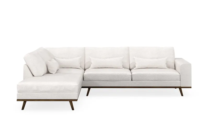 Copenhagen 4-personers Venstrevendt L-formet Chaiselongsofa i Bouclé, Hvid