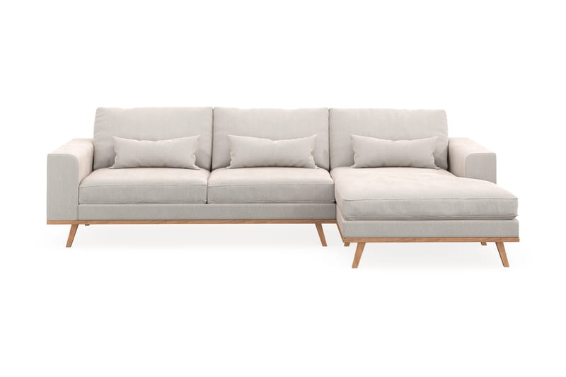 Copenhagen 4-personers Højrevendt L-formet Divansofa i Fløjl - Cremehvid - Møbler - Sofaer - Sofa med chaiselong