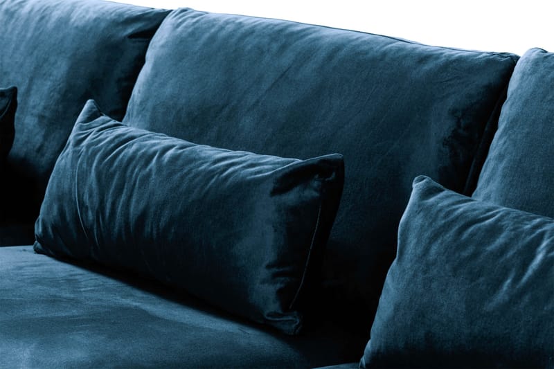 Copenhagen 4-personers Venstrevendt L-formet Divansofa i Fløjl - Blå - Møbler - Sofaer - Sofa med chaiselong