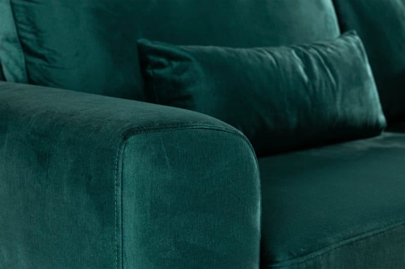 Copenhagen 4-personers Højrevendt L-formet Chaiselongsofa i Fløjl - Grøn - Møbler - Sofaer - Sofa med chaiselong