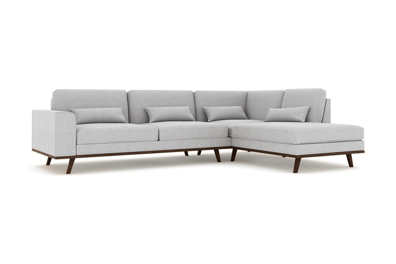 Copenhagen 4-personers Højrevendt L-formet Chaiselongsofa i Stof - Grå - Møbler - Sofaer - Sofa med chaiselong