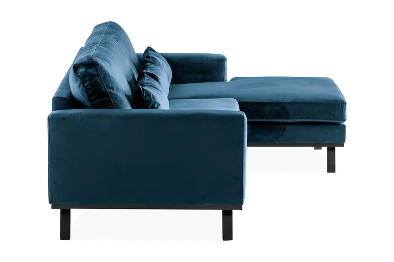 Copenhagen 4-personers Højrevendt L-formet Divansofa i Fløjl - Blå - Møbler - Sofaer - Sofa med chaiselong