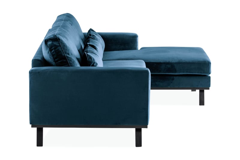 Copenhagen 4-personers Højrevendt L-formet Divansofa i Fløjl - Blå - Møbler - Sofaer - Sofa med chaiselong