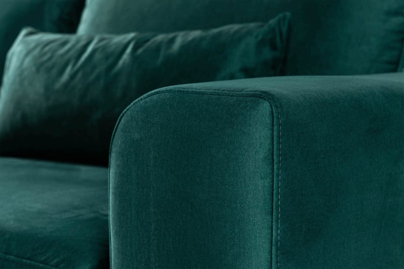 Copenhagen 4-personers Venstrevendt L-formet Divansofa i Fløjl - Grøn - Møbler - Sofaer - Sofa med chaiselong