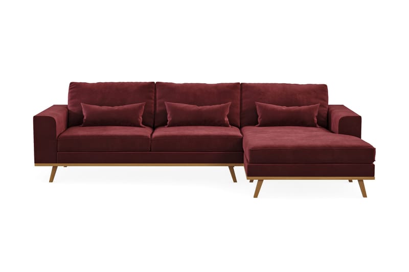 Copenhagen 4-personers Højrevendt L-formet Divansofa i Fløjl - Lilla - Møbler - Sofaer - Sofa med chaiselong