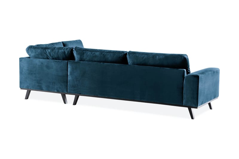 Copenhagen 4-personers Højrevendt L-formet Chaiselongsofa i Fløjl - Blå - Møbler - Sofaer - Sofa med chaiselong