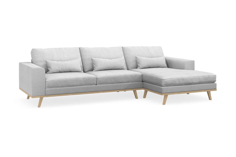 Copenhagen 4-personers Højrevendt L-formet Divansofa i Stof - Lysegrå - Møbler - Sofaer - Sofa med chaiselong