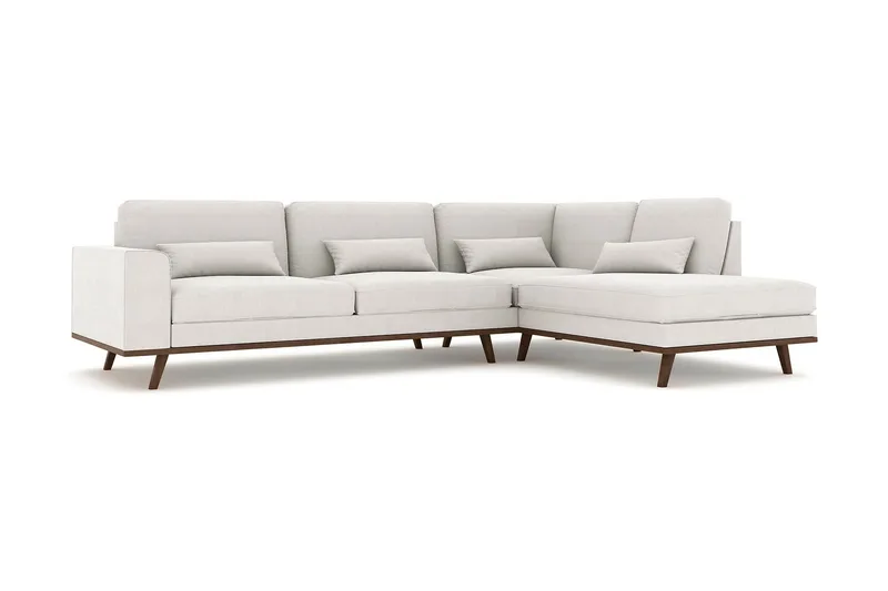 Copenhagen 4-personers Højrevendt L-formet Chaiselongsofa i Stof - Lysegrå - Møbler - Sofaer - Sofa med chaiselong