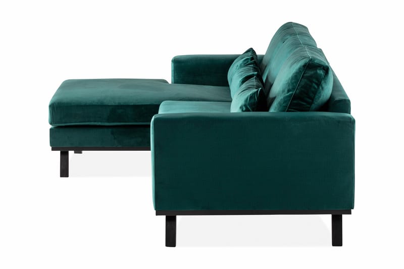 Copenhagen 4-personers Venstrevendt L-formet Divansofa i Fløjl - Grøn - Møbler - Sofaer - Sofa med chaiselong