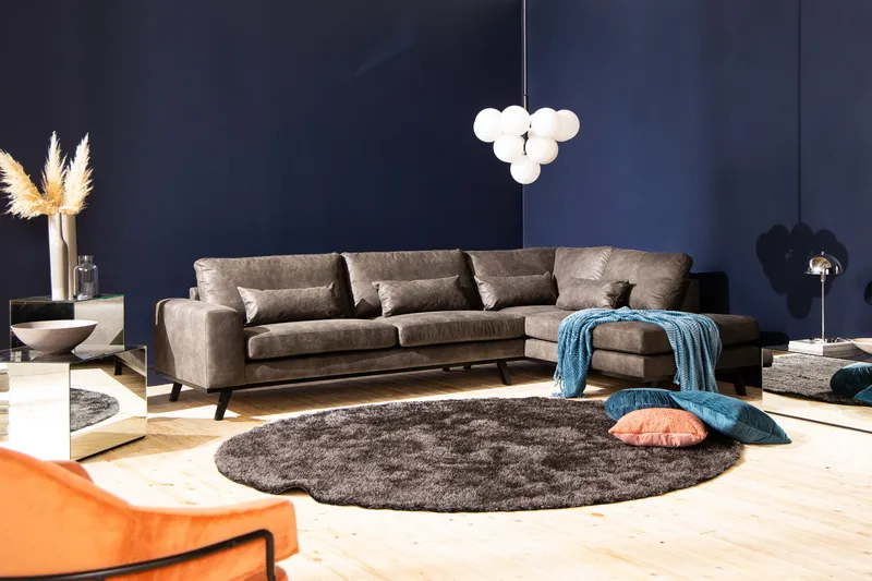 Copenhagen 4-personers Højrevendt L-formet Chaiselongsofa i Kunstlæder - Mørkegrå - Møbler - Sofaer - Sofa med chaiselong