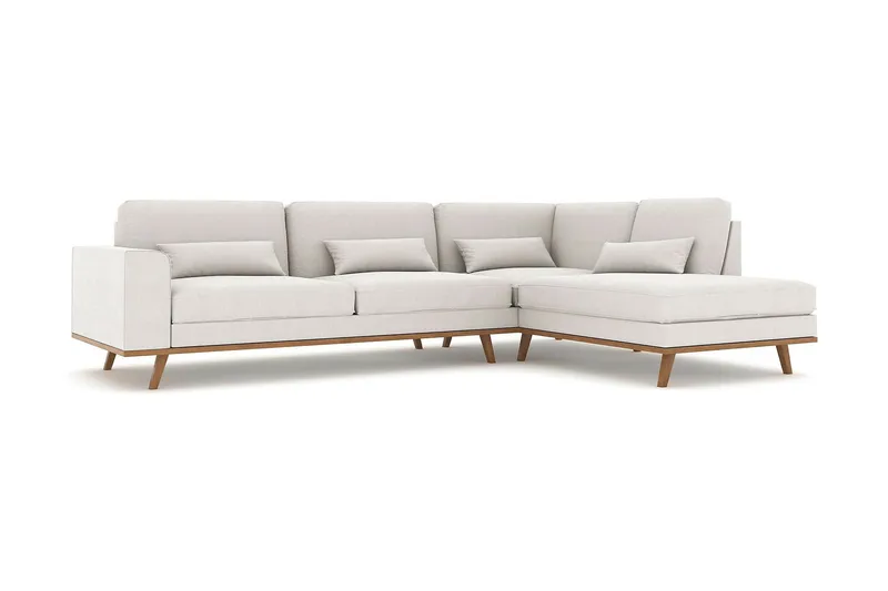 Copenhagen 4-personers Højrevendt L-formet Chaiselongsofa i Stof - Lysegrå - Møbler - Sofaer - Sofa med chaiselong