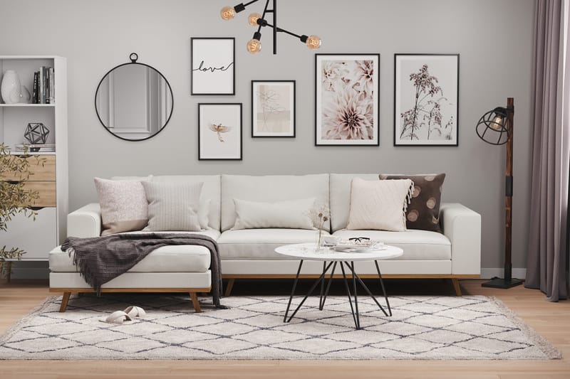 Copenhagen 4-personers Venstrevendt L-formet Divansofa i Stof - Lysegrå - Møbler - Sofaer - Sofa med chaiselong