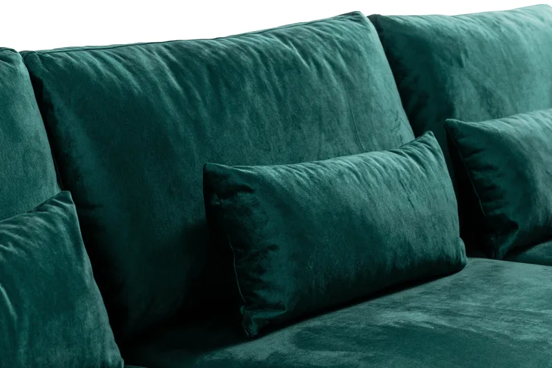 Copenhagen 4-personers Højrevendt L-formet Chaiselongsofa i Fløjl - Grøn - Møbler - Sofaer - Sofa med chaiselong