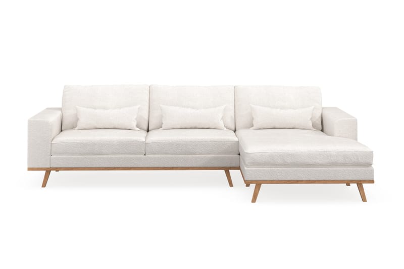 Copenhagen 4-personers Højrevendt L-formet Divansofa i Bouclé - Hvid - Møbler - Sofaer - Sofa med chaiselong