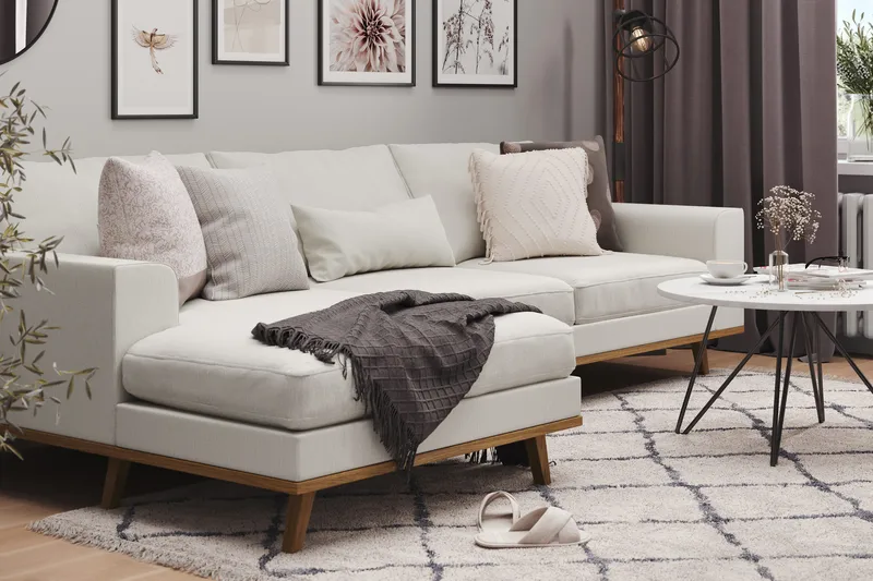 Copenhagen 4-personers Venstrevendt L-formet Divansofa i Stof - Lysegrå - Møbler - Sofaer - Sofa med chaiselong