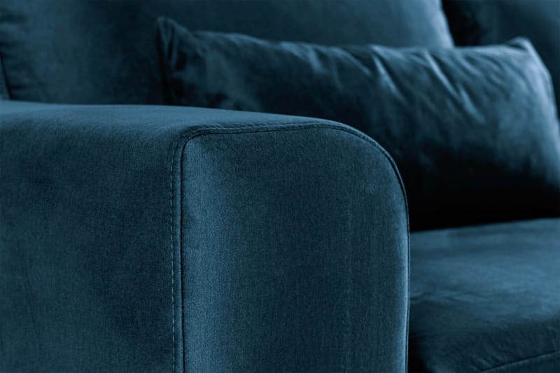 Copenhagen 4-personers Højrevendt L-formet Divansofa i Fløjl - Blå - Møbler - Sofaer - Sofa med chaiselong