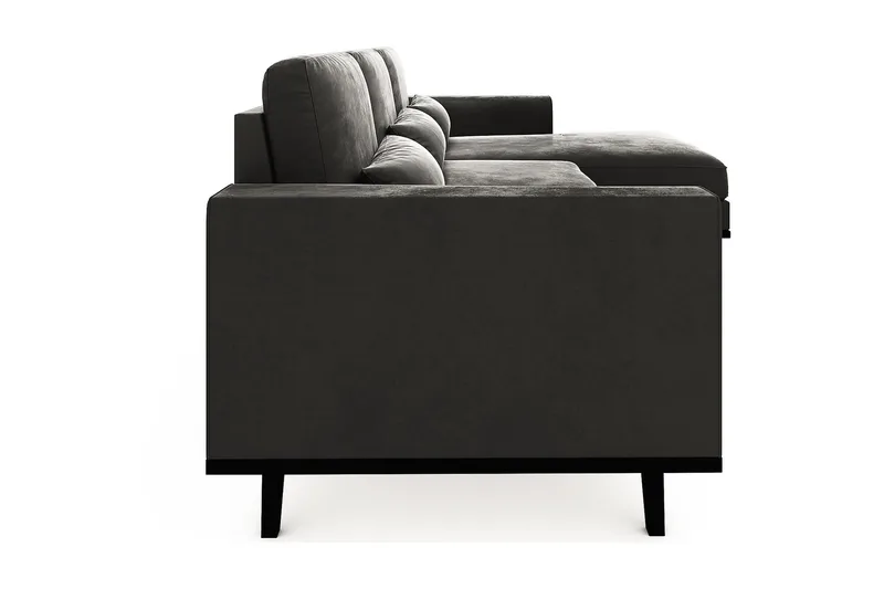 Copenhagen 4-personers Højrevendt L-formet Divansofa i Fløjl - Mørkegrå - Møbler - Sofaer - Sofa med chaiselong