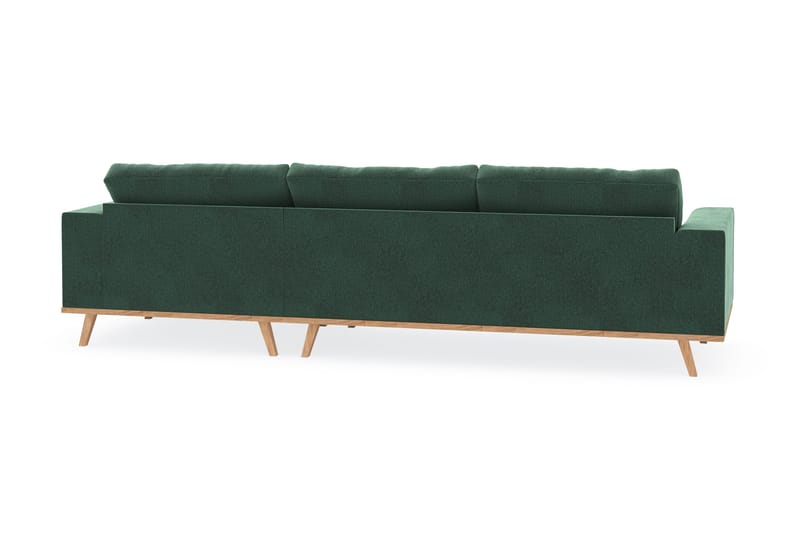 Copenhagen 4-personers Højrevendt L-formet Divansofa i Fløjl - Mørkegrøn - Møbler - Sofaer - Sofa med chaiselong