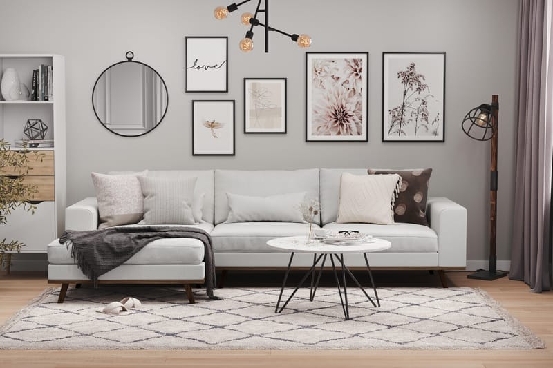 Copenhagen 4-personers Venstrevendt L-formet Divansofa i Stof - Grå - Møbler - Sofaer - Sofa med chaiselong