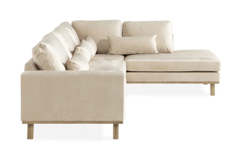 Copenhagen 4-personers Højrevendt L-formet Chaiselongsofa i Fløjl - Beige - Møbler - Sofaer - Sofa med chaiselong