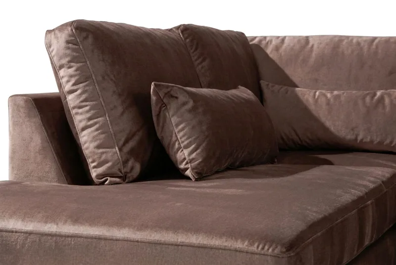 Copenhagen 4-personers venstrevendt L-formet chaiselongsofa i velour - Brun - Møbler - Sofaer - Sofa med chaiselong