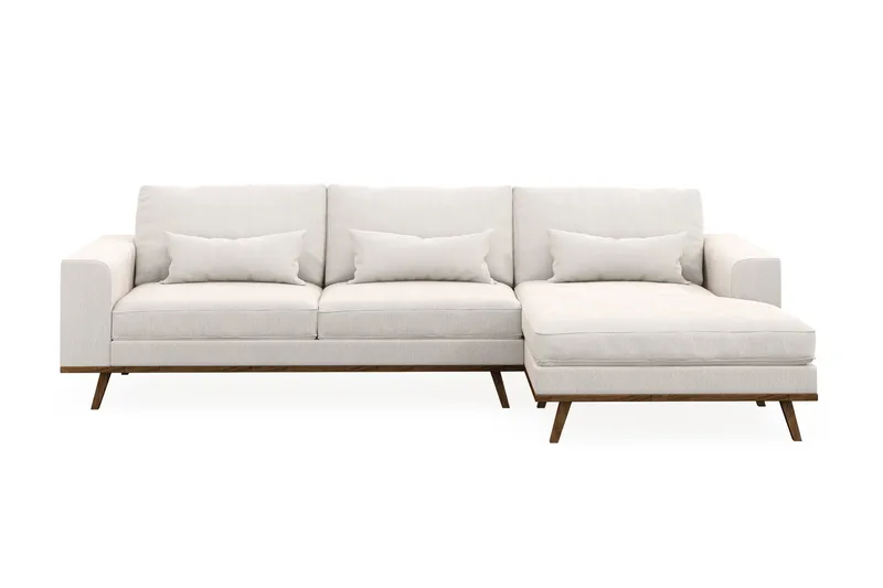 Copenhagen 4-personers Højrevendt L-formet Divansofa i Fløjl - Cremehvid - Møbler - Sofaer - Sofa med chaiselong