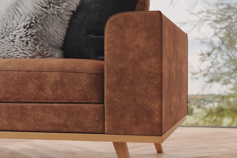 Copenhagen 4-personers Venstrevendt L-formet Divansofa i Kunstlæder - Brun - Møbler - Sofaer - Sofa med chaiselong