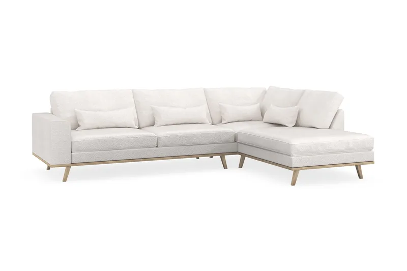 Copenhagen 4-personers Højrevendt L-formet Chaiselongsofa i Bouclé - Hvid - Møbler - Sofaer - Sofa med chaiselong