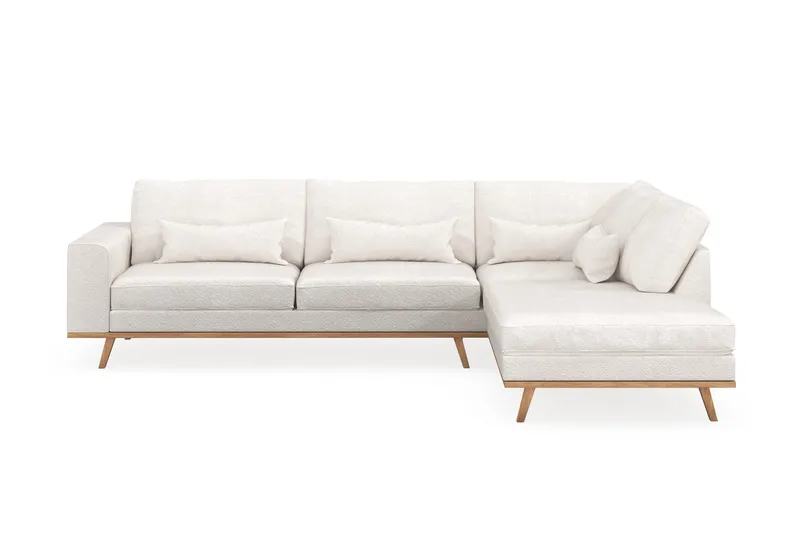 Copenhagen 4-personers Højrevendt L-formet Chaiselongsofa i Bouclé - Hvid - Møbler - Sofaer - Sofa med chaiselong