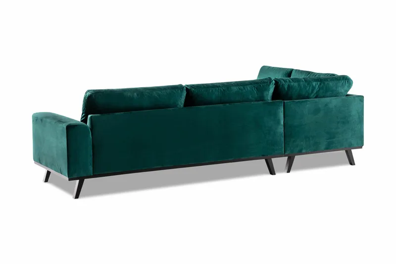 Copenhagen 4-personers Venstrevendt L-formet Chaiselongsofa i Fløjl - Grøn - Møbler - Sofaer - Sofa med chaiselong