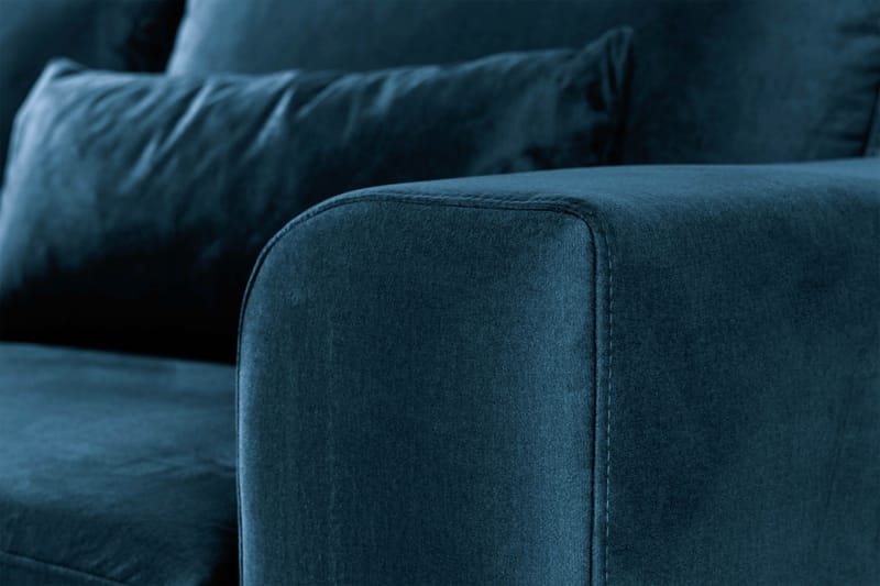 Copenhagen 4-personers Venstrevendt L-formet Divansofa i Fløjl - Blå - Møbler - Sofaer - Sofa med chaiselong