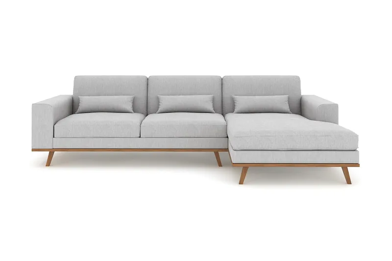 Copenhagen 4-personers Højrevendt L-formet Divansofa i Stof - Grå - Møbler - Sofaer - Sofa med chaiselong