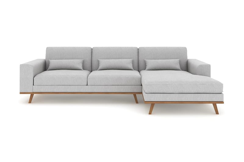 Copenhagen 4-personers Højrevendt L-formet Divansofa i Stof - Grå - Møbler - Sofaer - Sofa med chaiselong