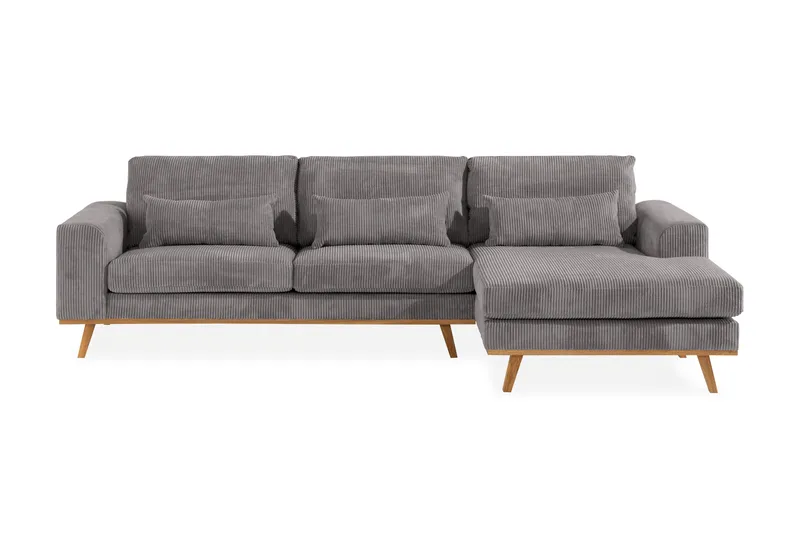 Copenhagen 4-personers Højrevendt L-formet Divansofa i Manchester - Mørkegrå - Møbler - Sofaer - Sofa med chaiselong