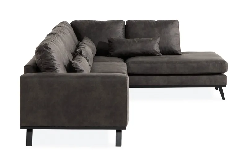 Copenhagen 4-personers Højrevendt L-formet Chaiselongsofa i Kunstlæder - Mørkegrå - Møbler - Sofaer - Sofa med chaiselong