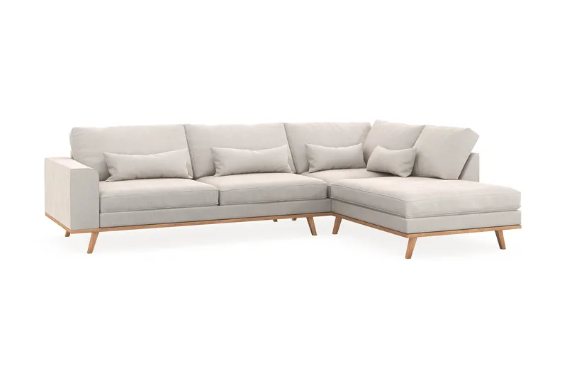 Copenhagen 4-personers Højrevendt L-formet Chaiselongsofa i Fløjl - Cremehvid - Møbler - Sofaer - Sofa med chaiselong
